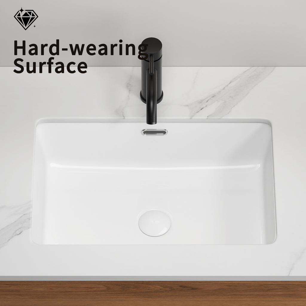 Rectangular Undermount Bathroom Sink - 22 x 15 Inch