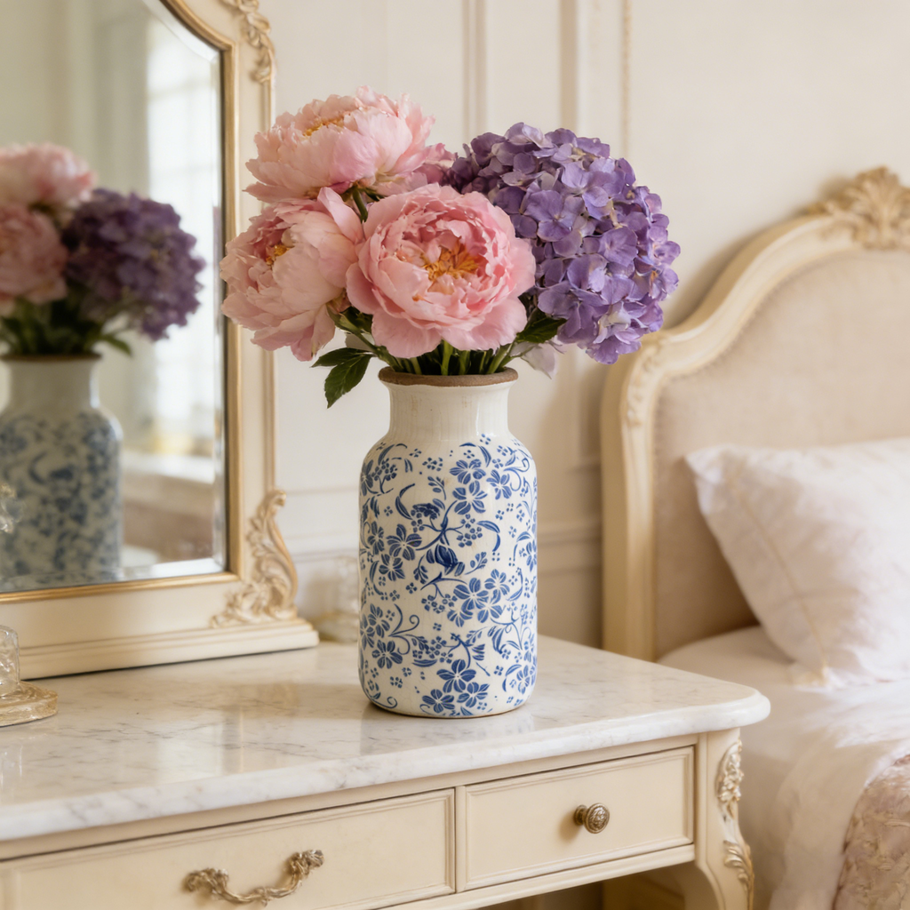 Delftware Inspired Ceramic Vase