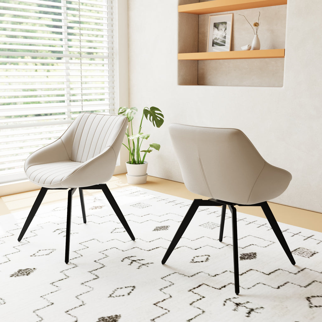 MDF Modern Round Coffee Table and 2 PU Dining Chairs Set