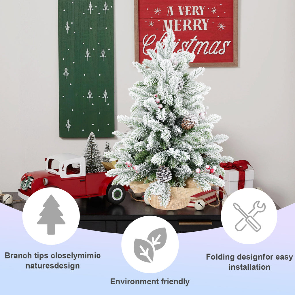 3FT Flocked Tabletop Christmas Tree