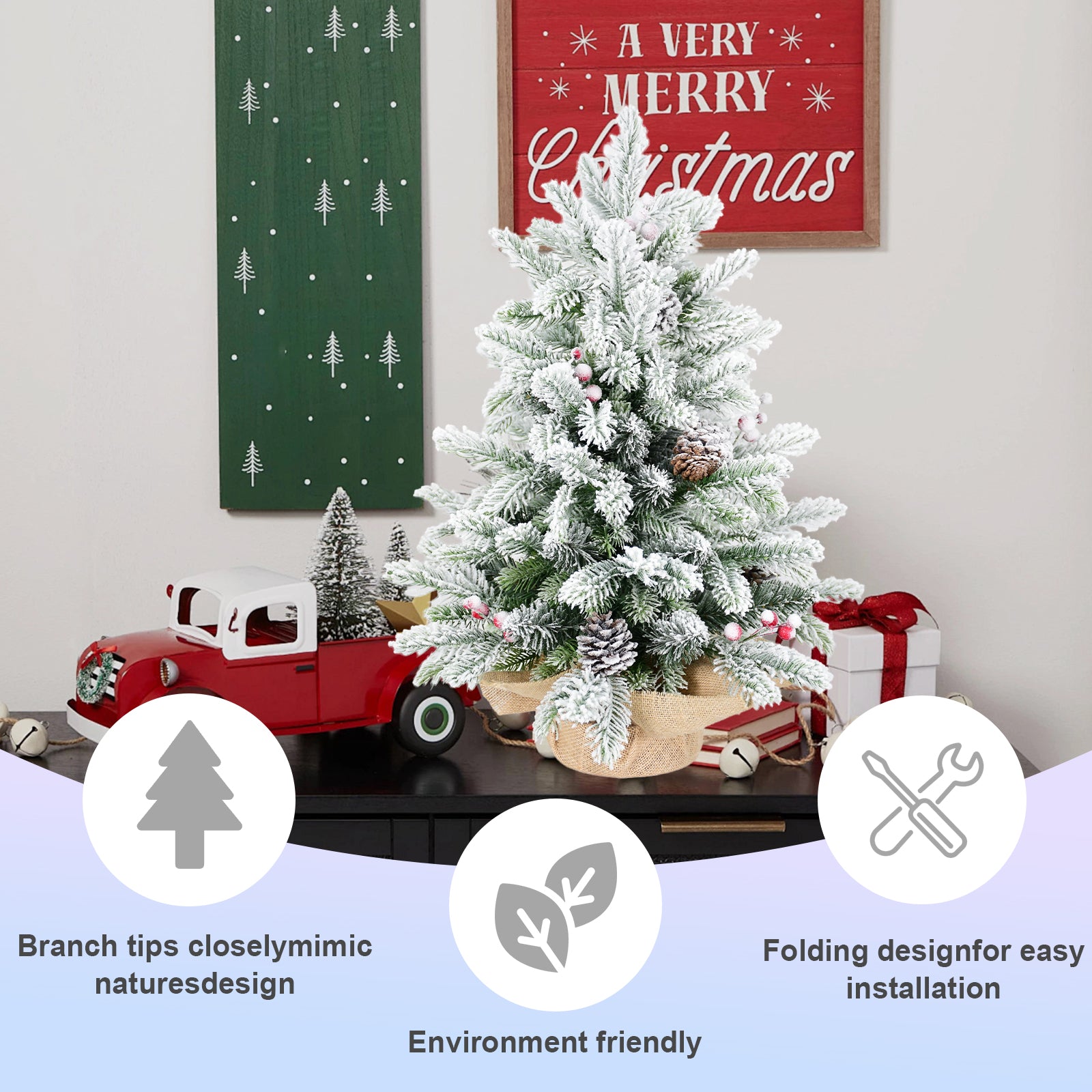 3FT Flocked Tabletop Christmas Tree