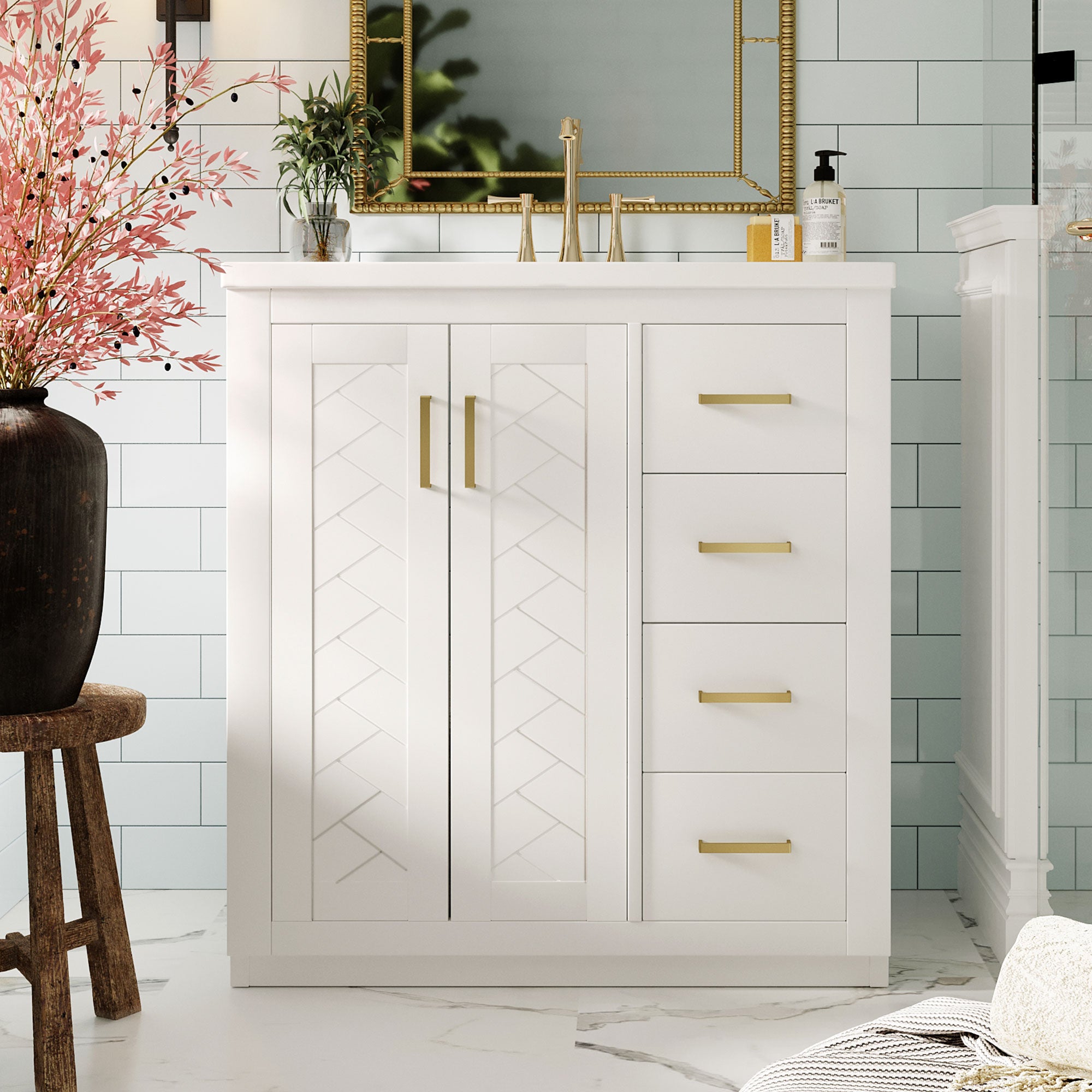 30'' Bathroom Vanity with Ceramic Sink Combo