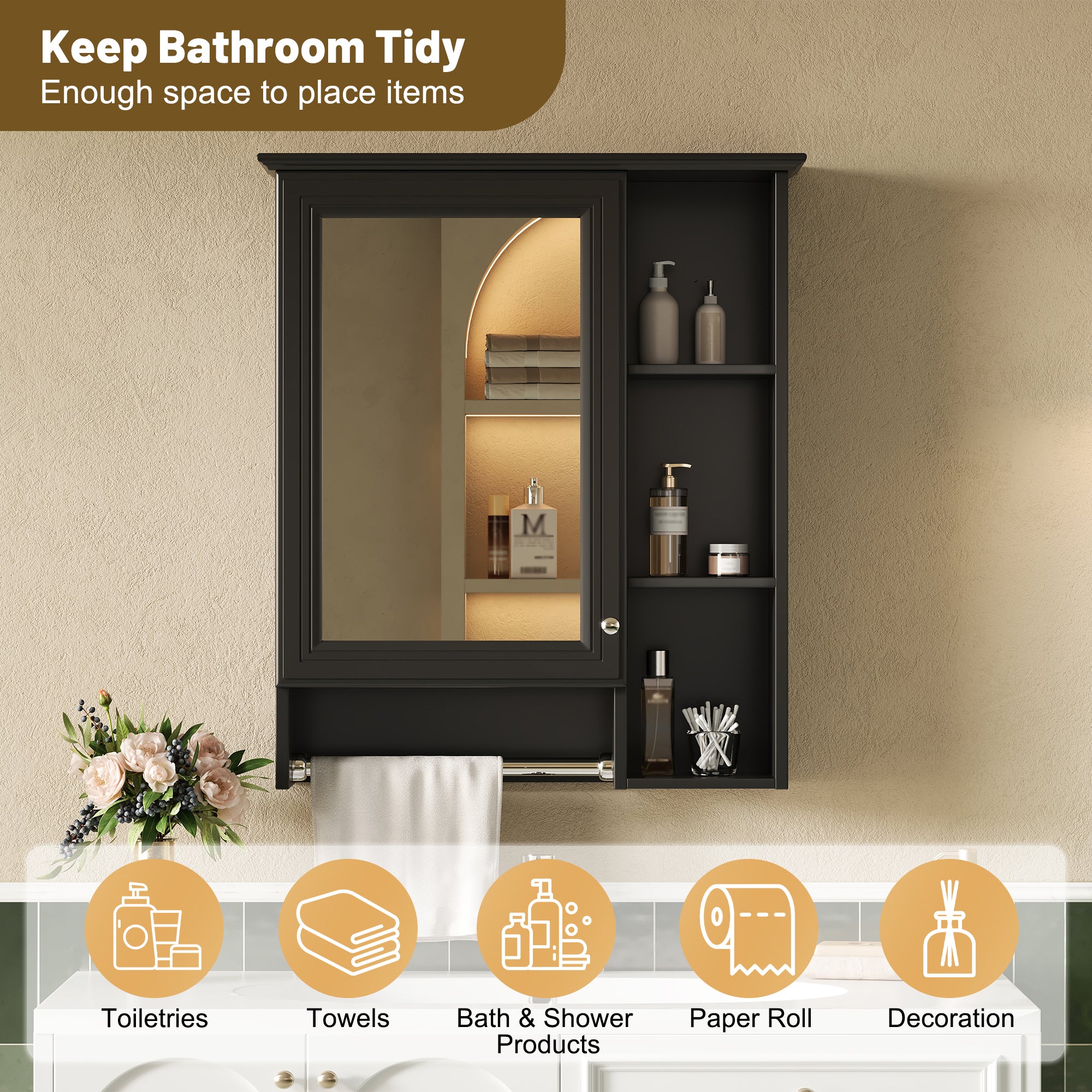 3-in-1 Bathroom Mirror Cabinet