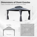 13x15FT Outdoor Gazebo with Galvanized Steel Double Roof