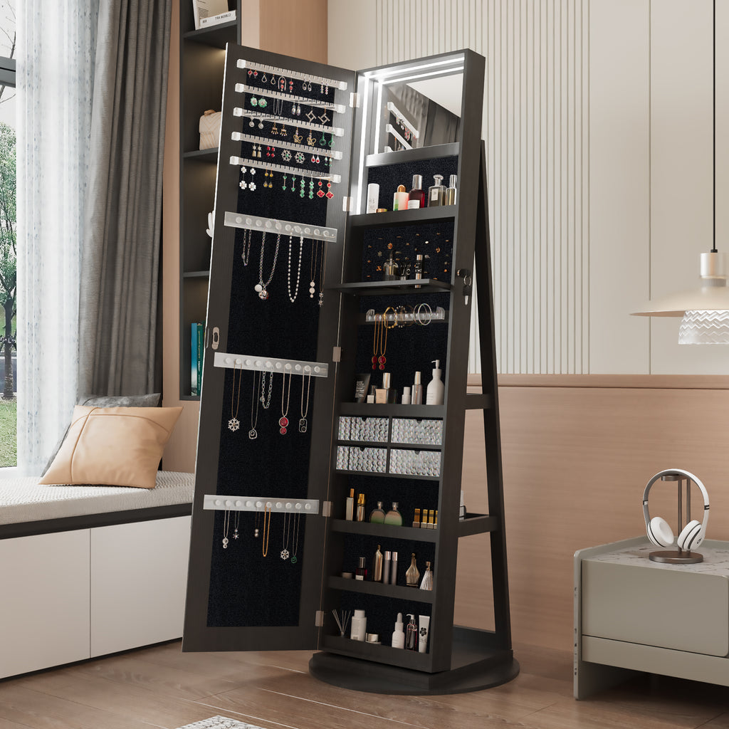 360° Swivel Jewelry Cabinet with Full Length Mirror