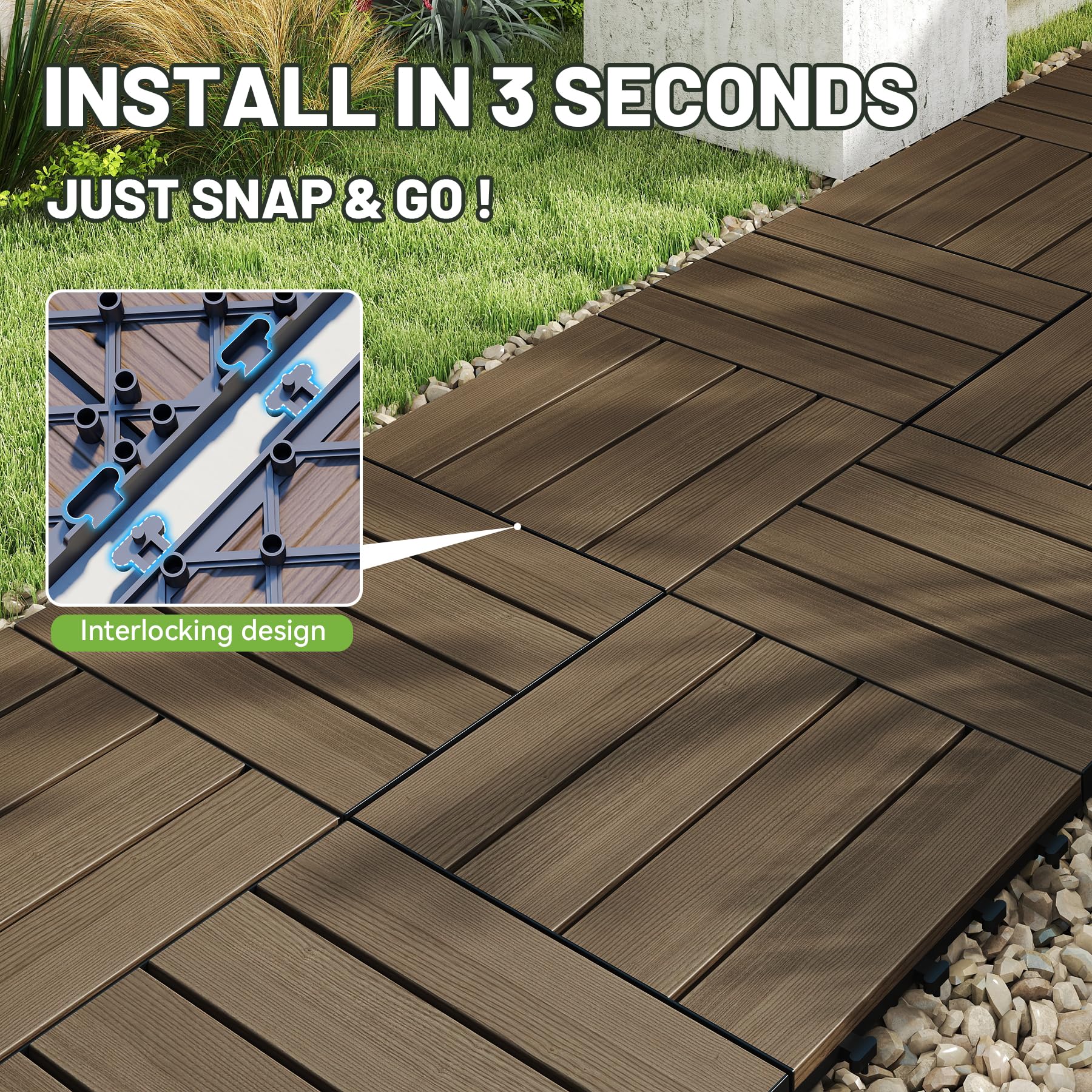27 Pcs Interlocking Deck Tiles for Outdoor Use