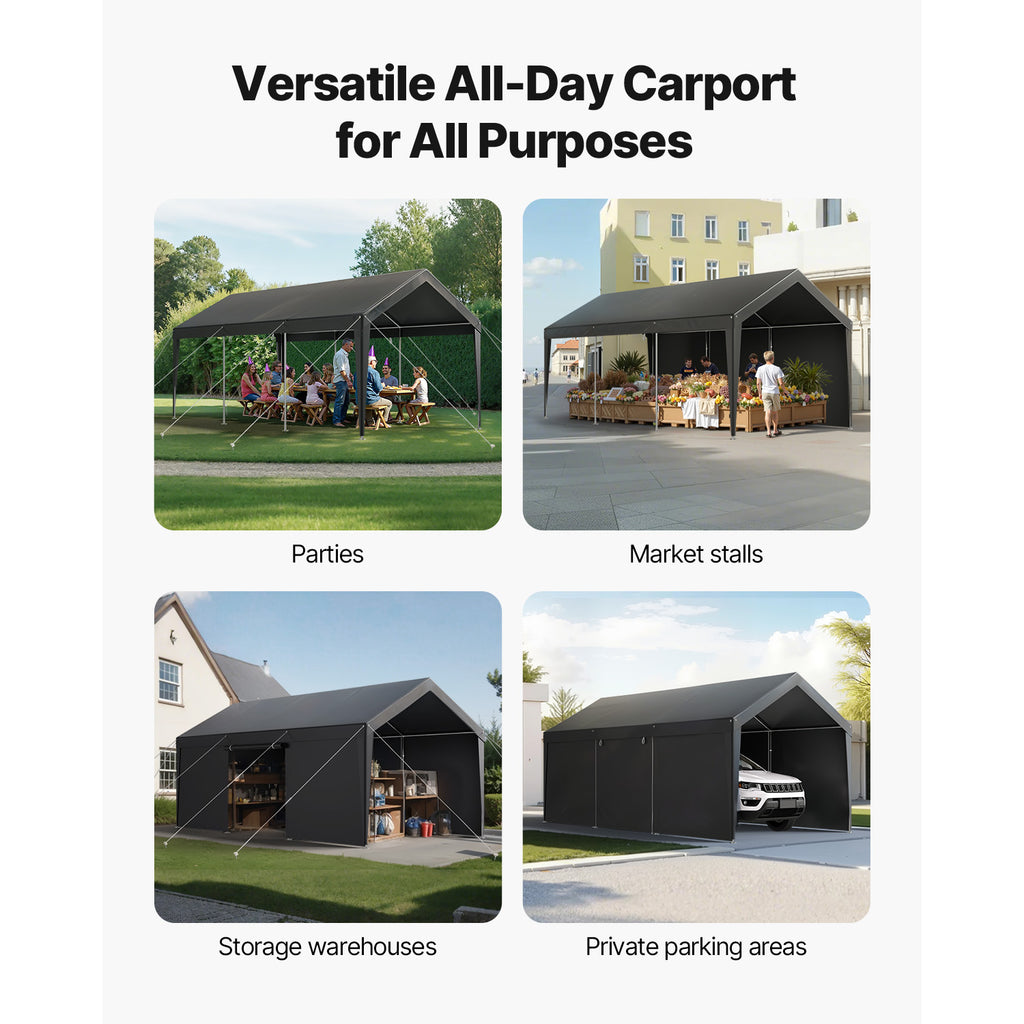 Heavy Duty Outdoor Car Canopy 12x20FT with Sidewalls