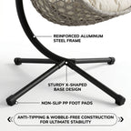 Folding PE Rattan Hanging Egg Chair with Stand