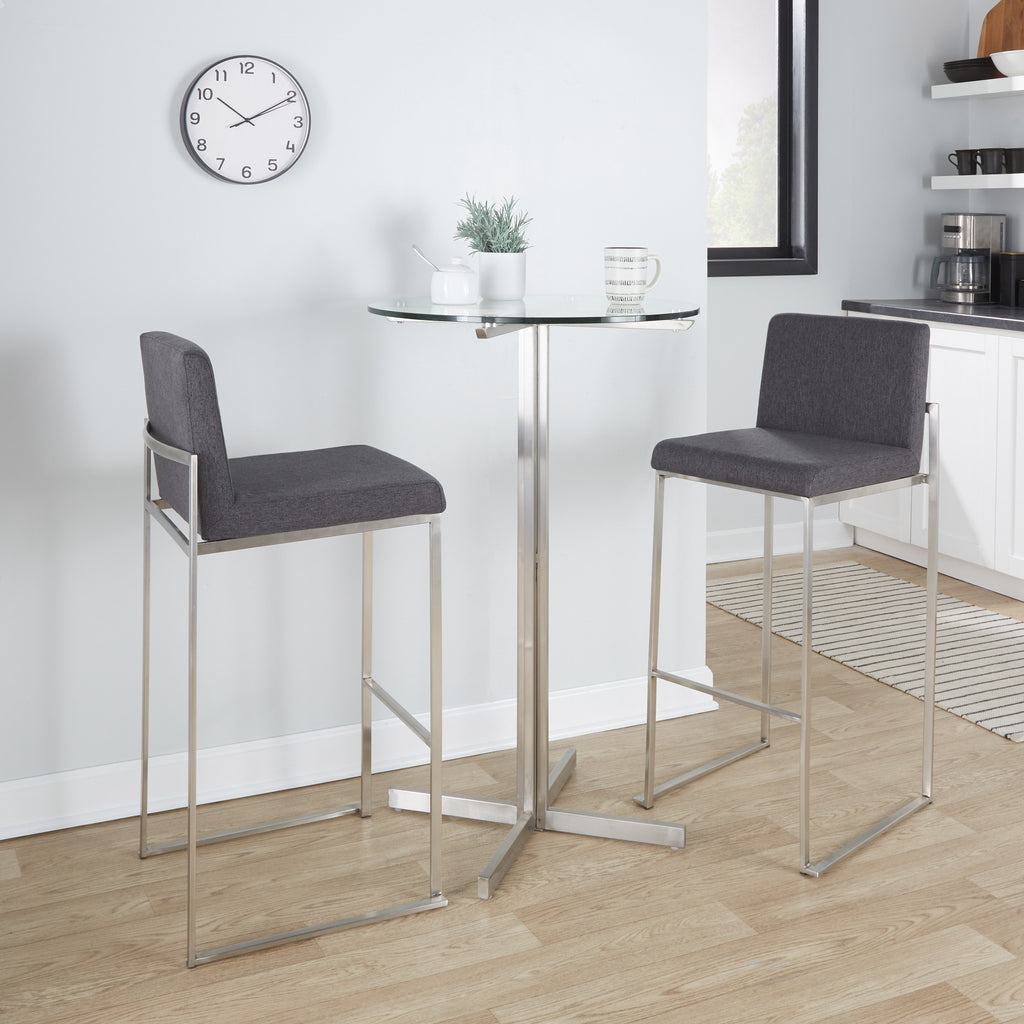 30" Contemporary High Back Barstool in Stainless Steel