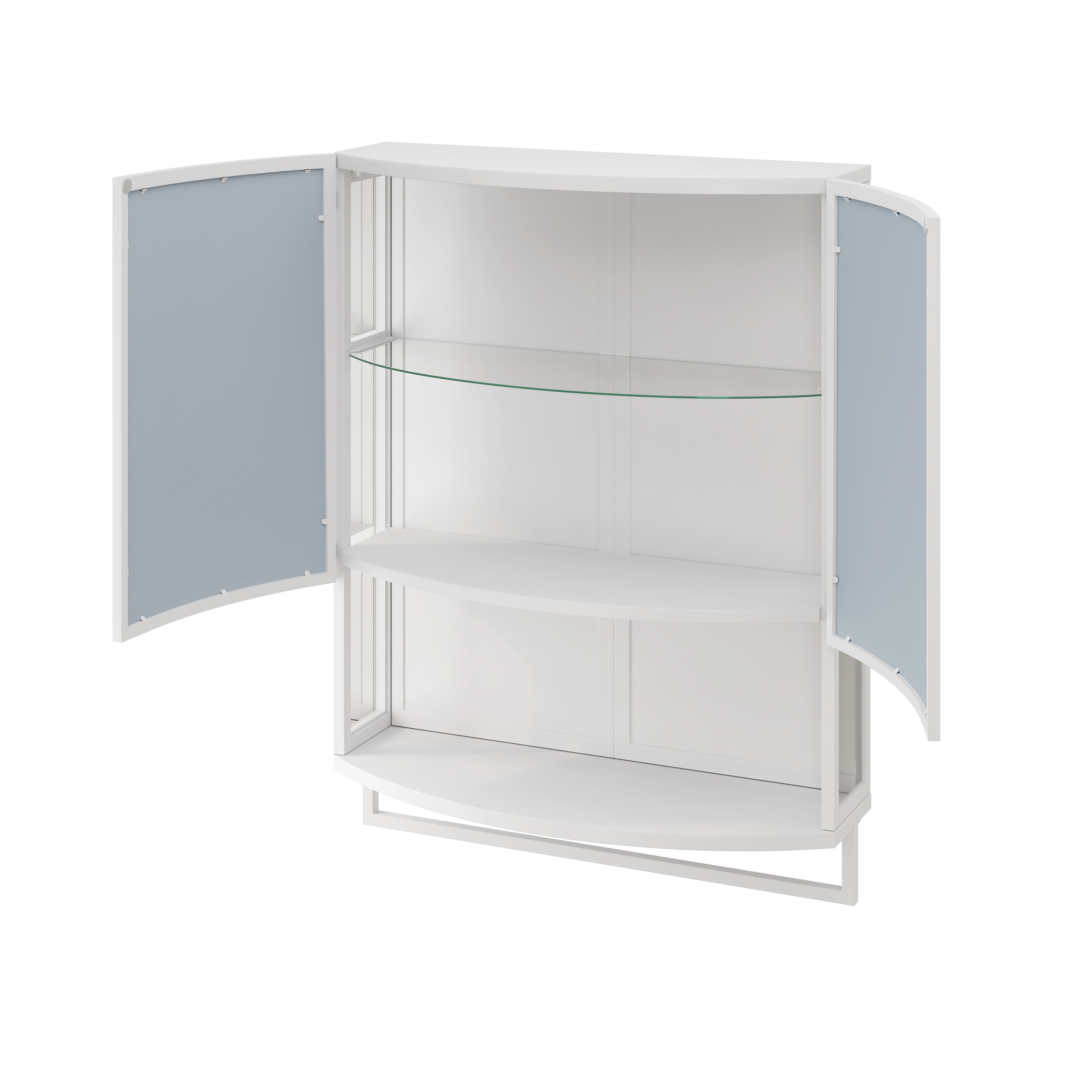 23.62" Modern Arched Glass Double-Door Wardrobe