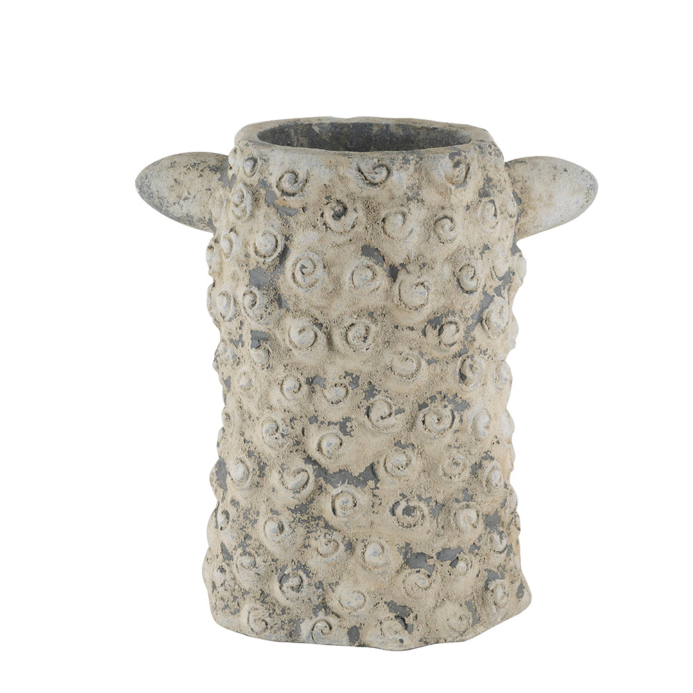 Magnesium Sheep Head Planter with Distressed Finish