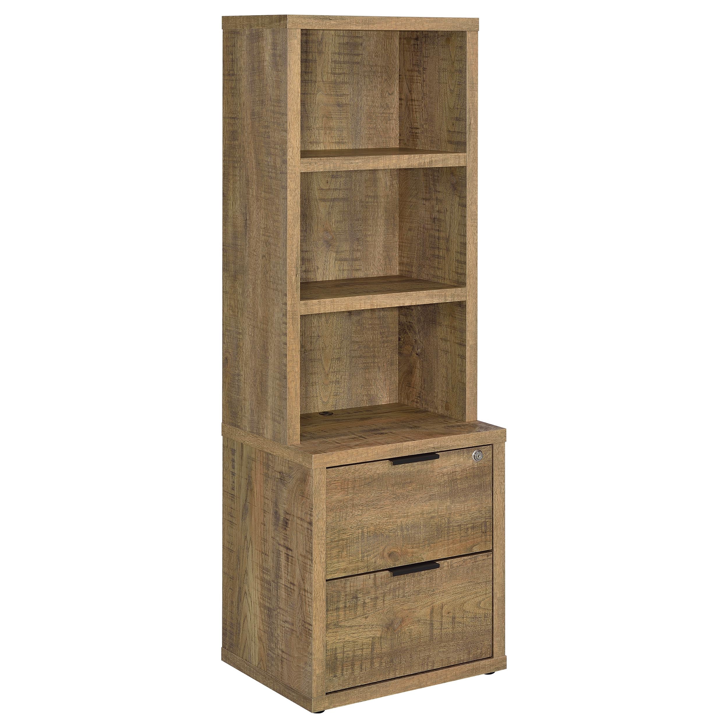 Geary Mango 3-Shelf Bookcase USB and Lockable Drawer
