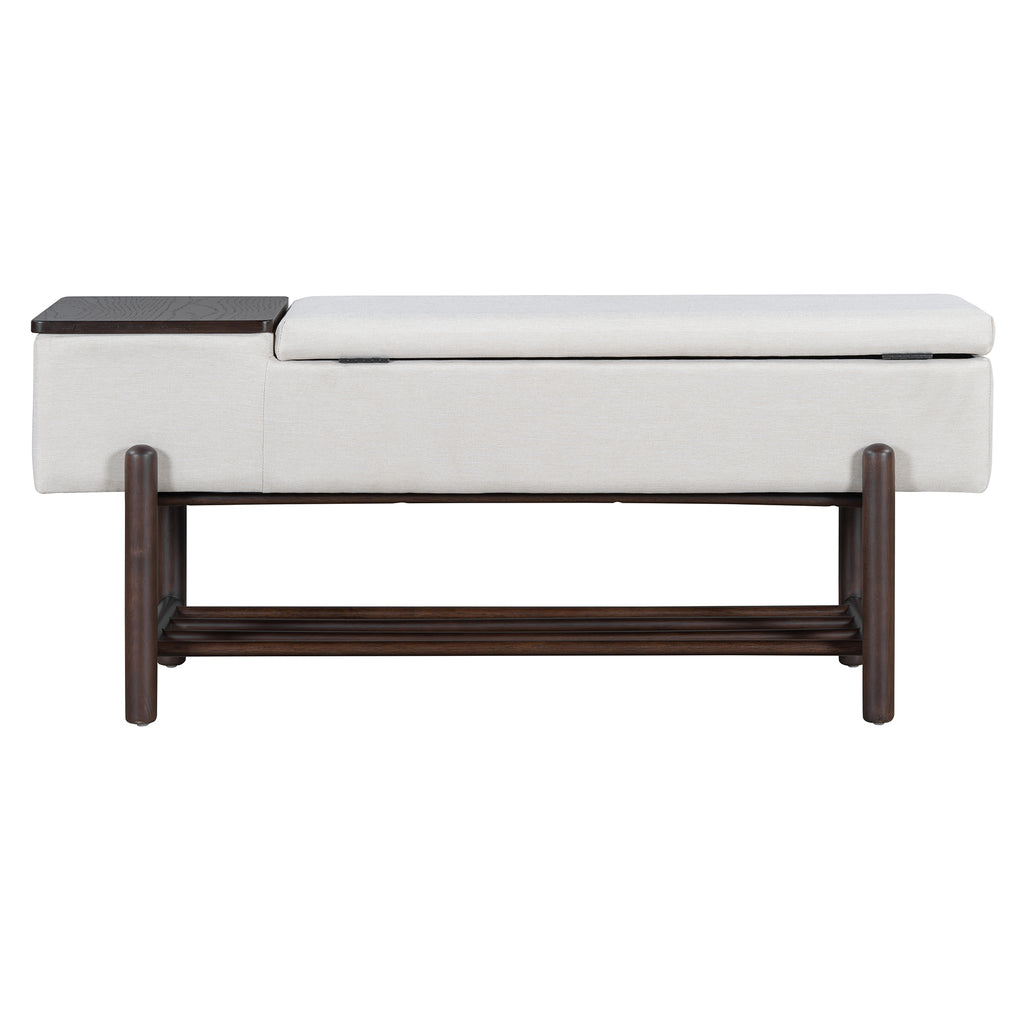 TREXM Farmhouse Upholstered Storage Bench