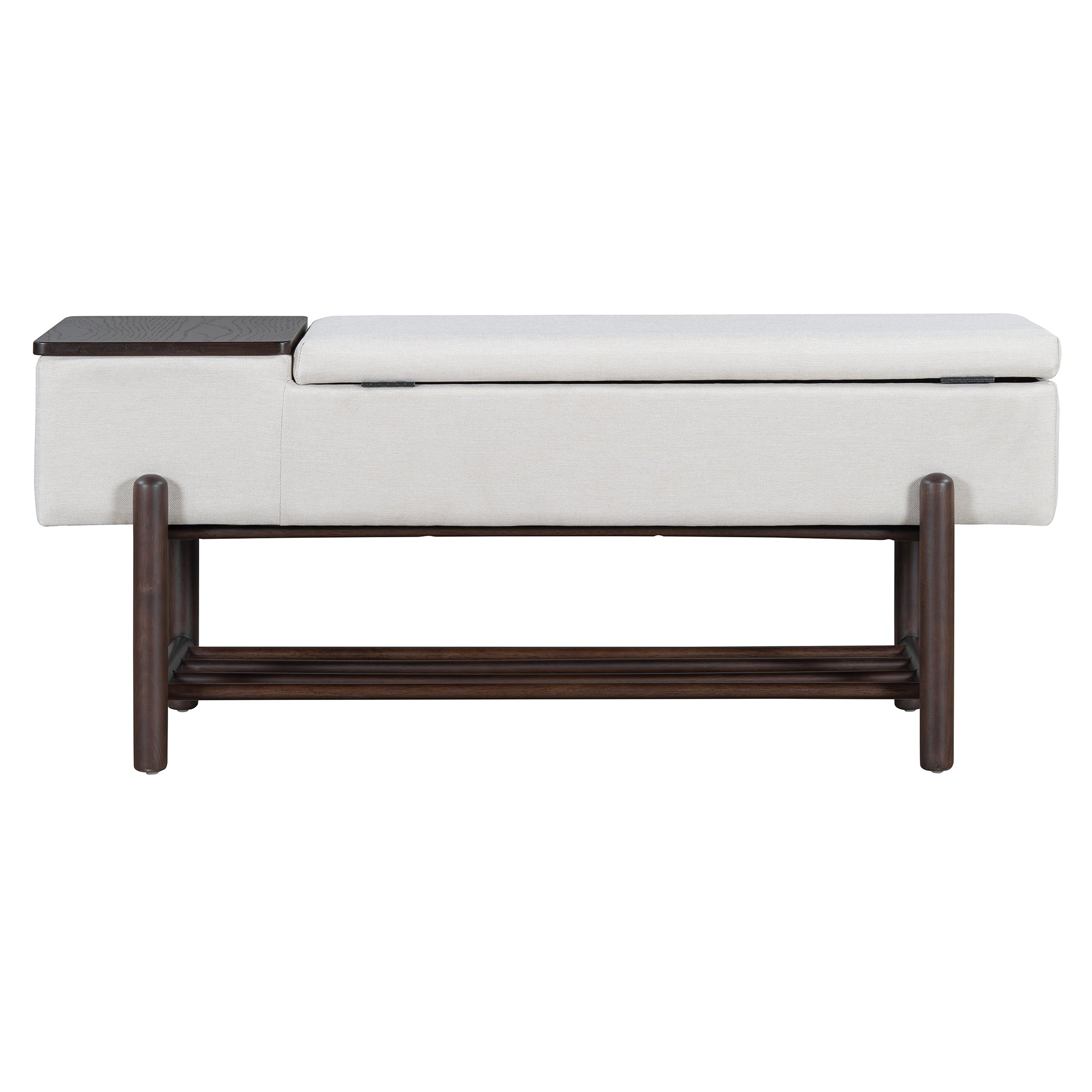 TREXM Farmhouse Upholstered Storage Bench