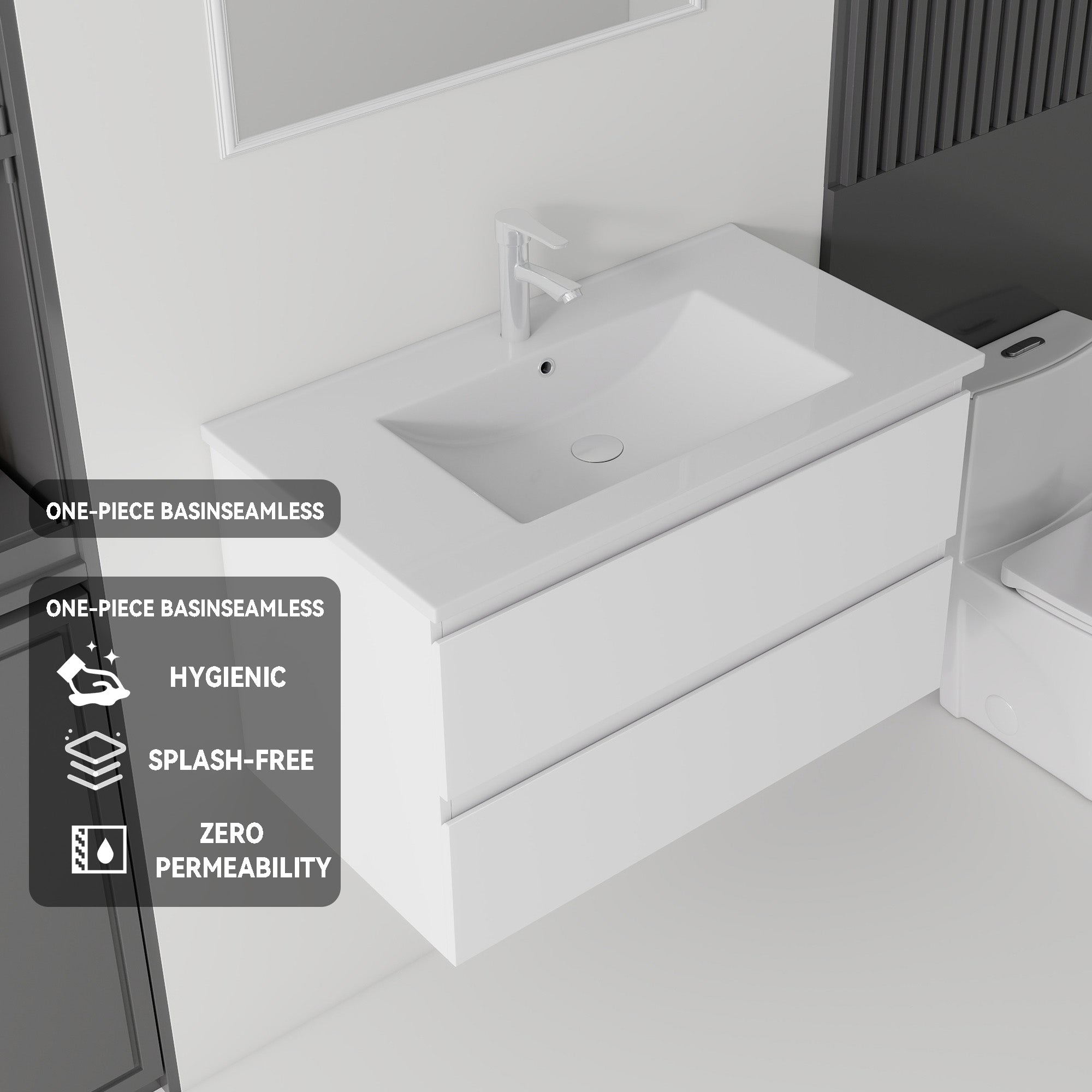30 Inch Floating Bathroom Vanity with Sink