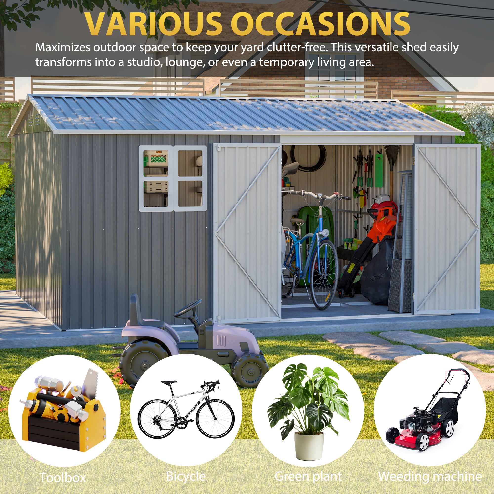 12x10 FT Outdoor Storage Shed Metal