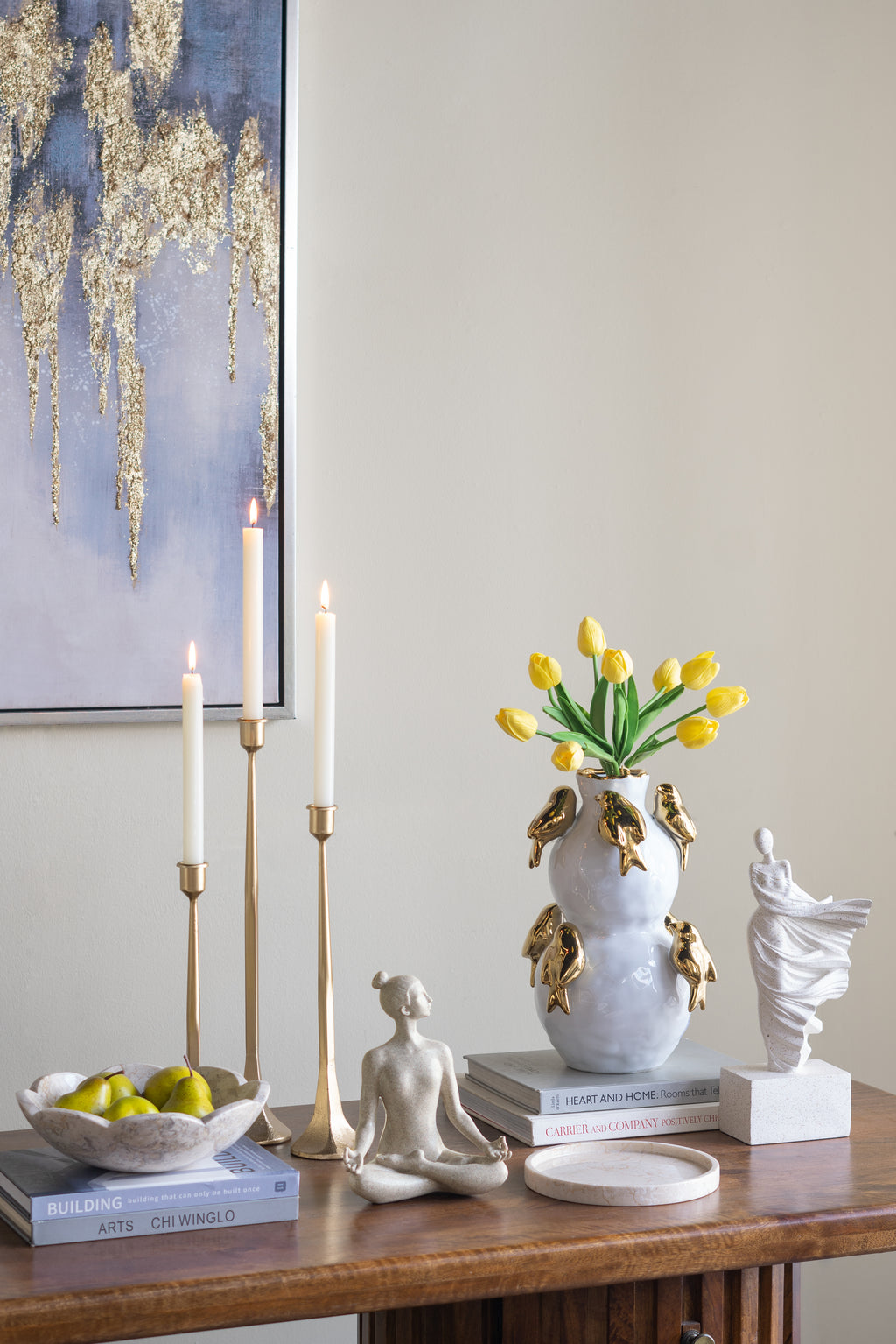 Luxurious Ceramic Vase With Gold Birds
