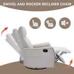 Heat Massage Manual Recliner Chair with Rocker and Swivel in Fabric
