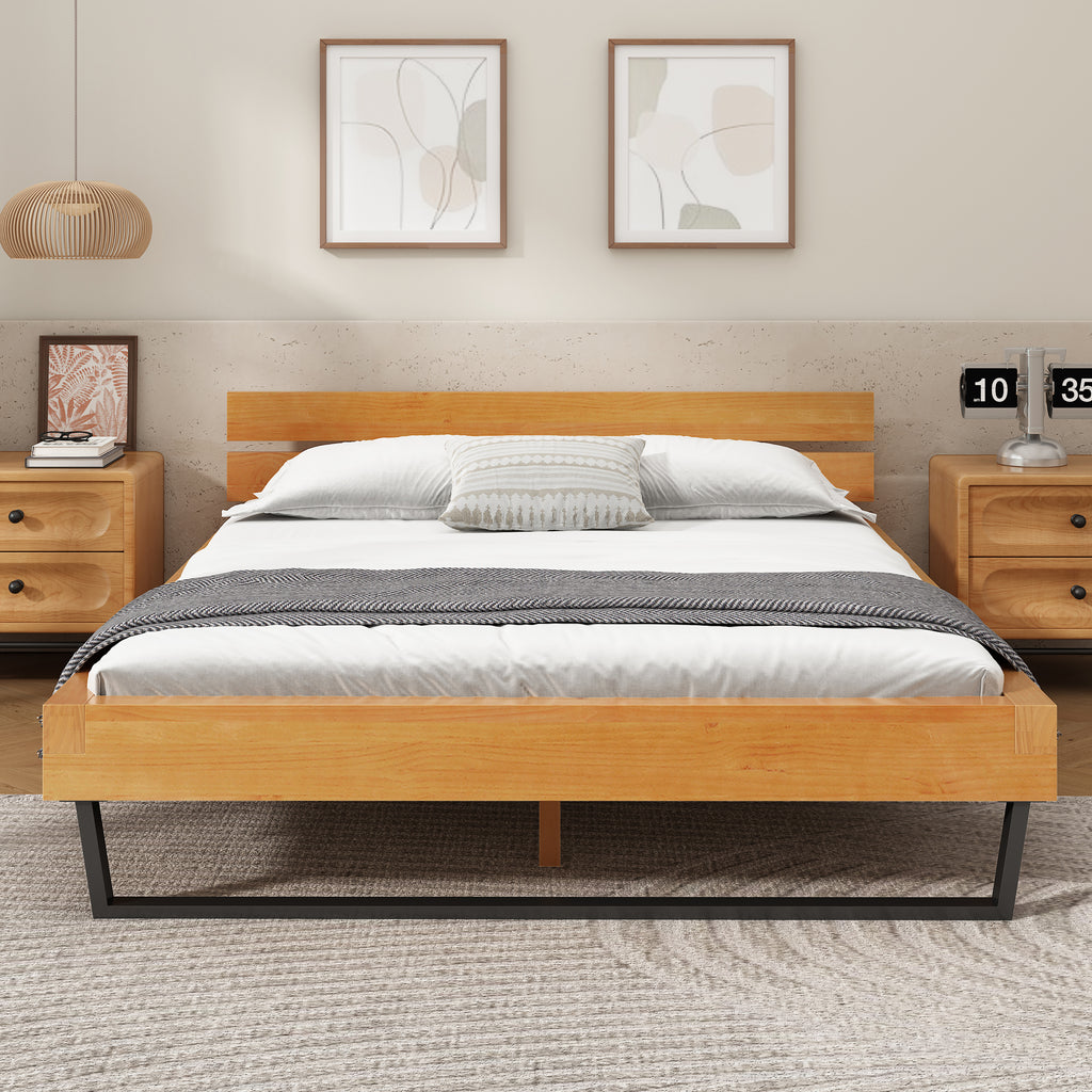 Pine Wood Bed Frame Queen Size