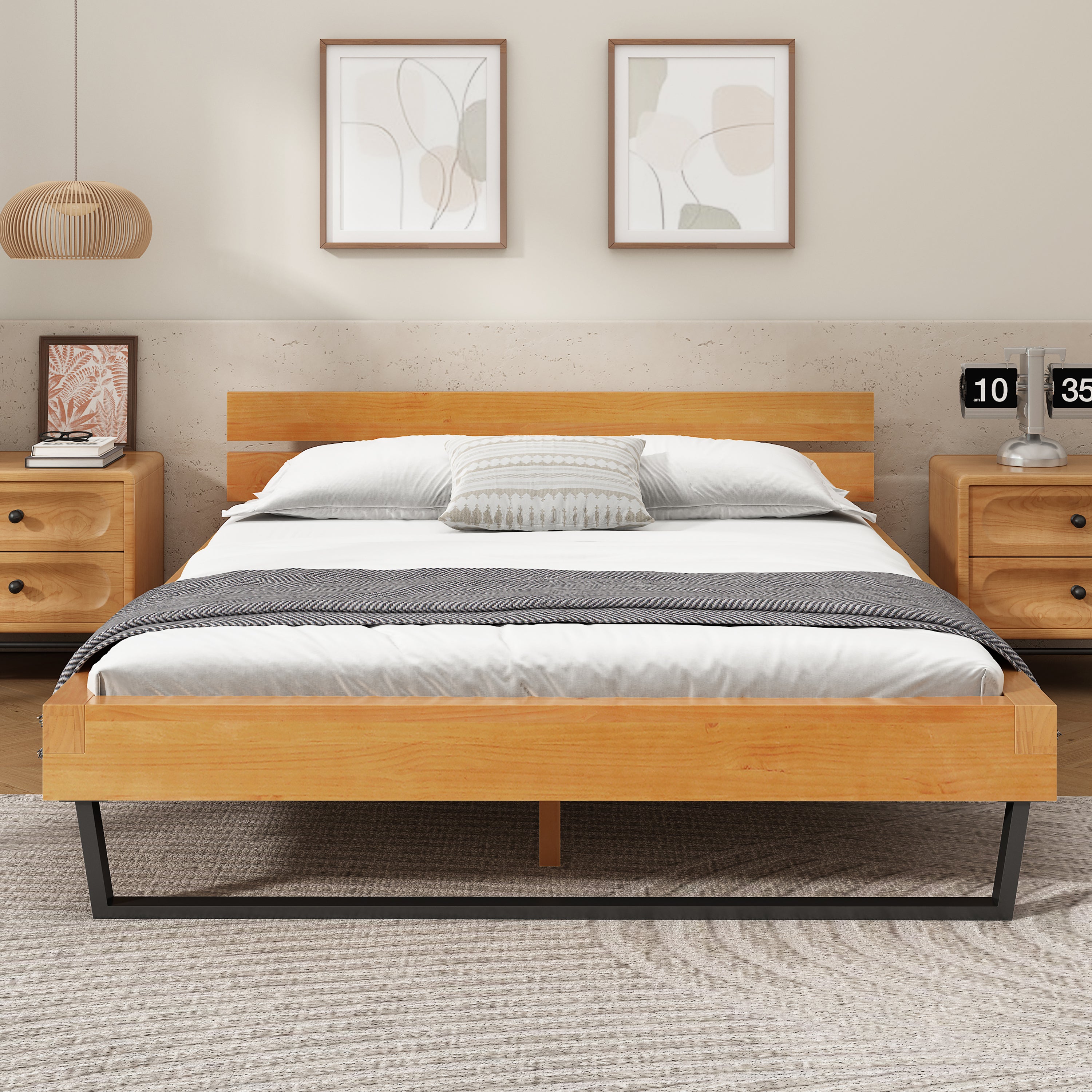 Pine Wood Bed Frame Queen Size
