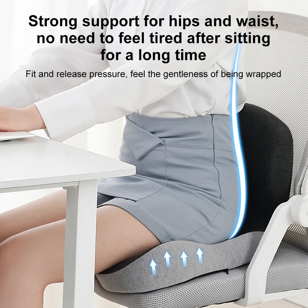 Memory Foam Seat Cushion with Lumbar Support for Office Chair