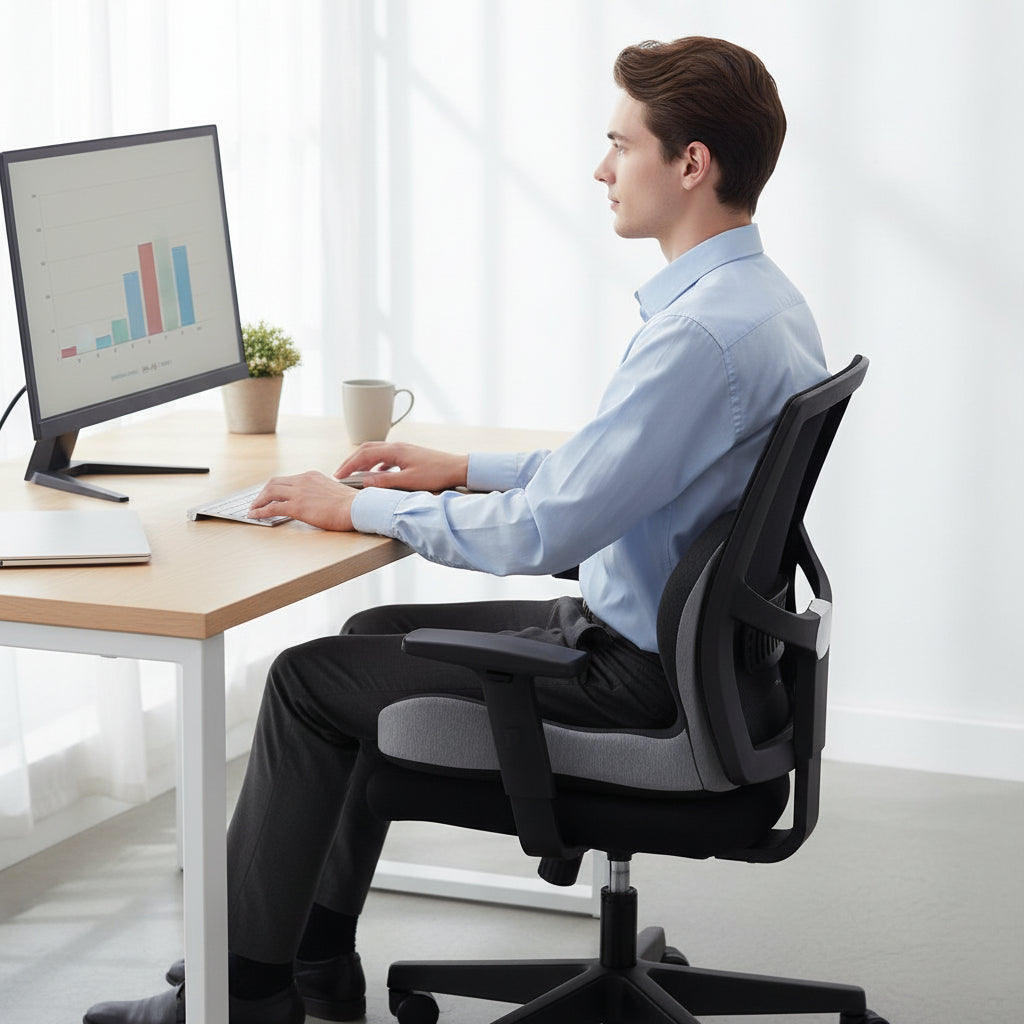 Memory Foam Seat Cushion with Lumbar Support for Office Chair