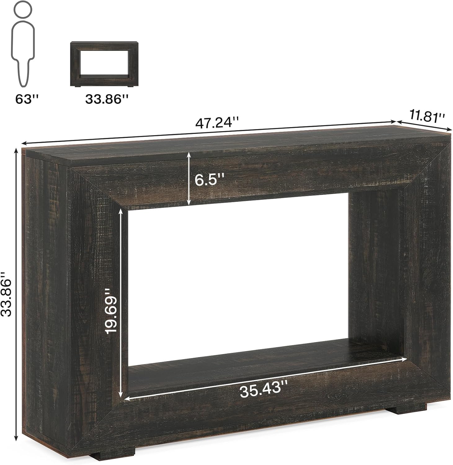 47" Farmhouse Console Table with Storage