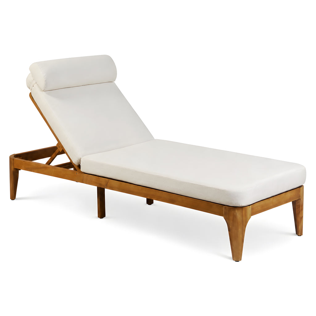 TOPMAX Acacia Wood Chaise Lounge - Outdoor Sun Lounge Chair