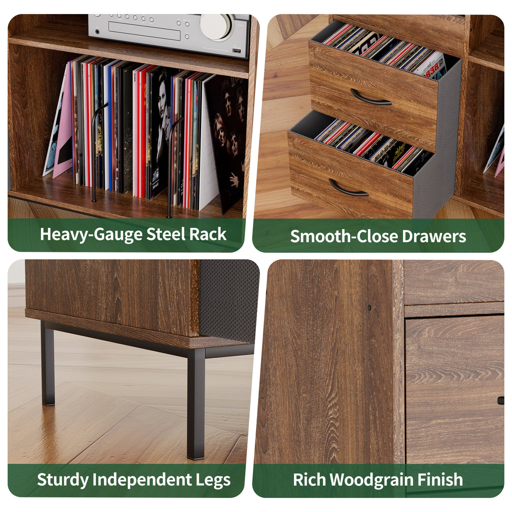 Record Player Stand with Adjustable Shelves