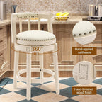 Leather Wooden Bar Stools - 26'' Seat Height