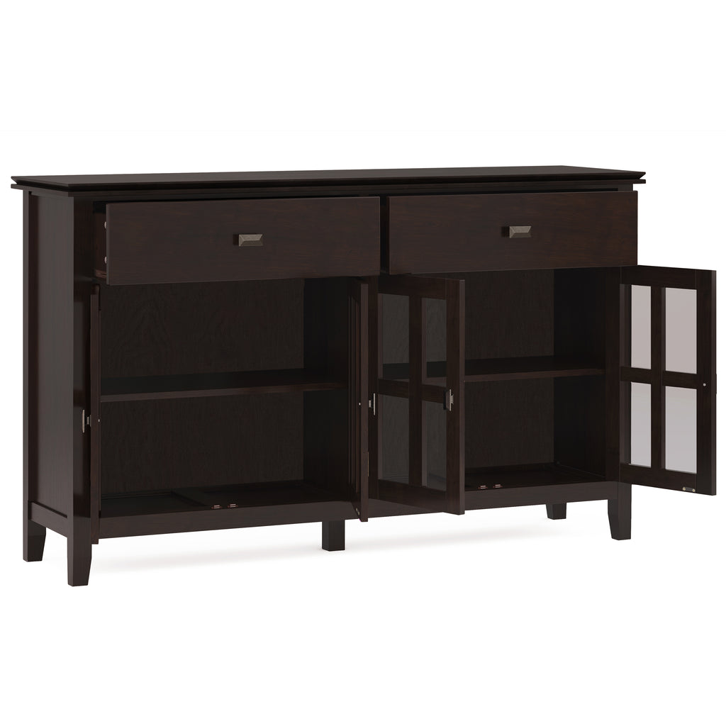 Artisan Solid Wood Large 4 Door Sideboard Buffet in Dark Chestnut
