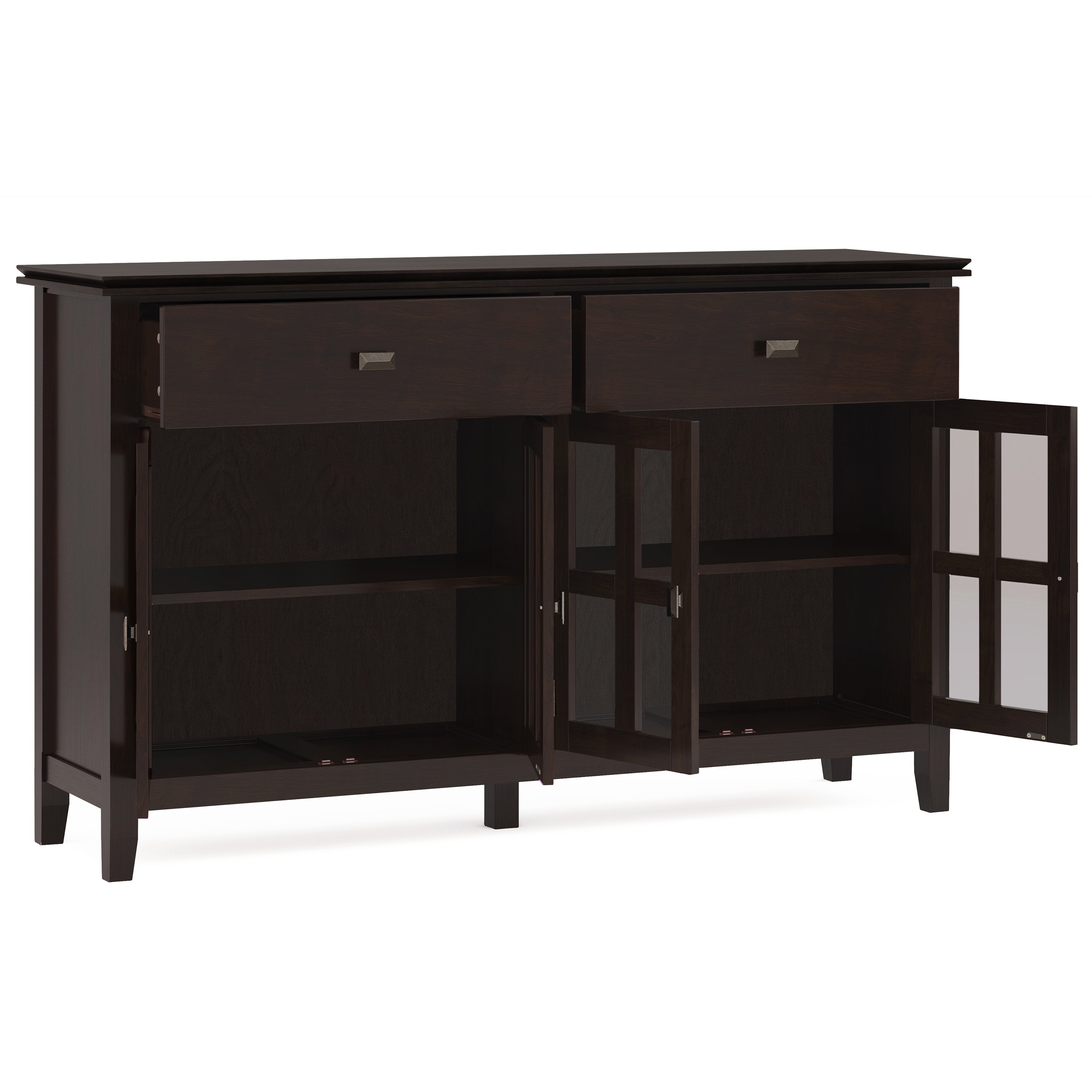 Artisan Solid Wood Large 4 Door Sideboard Buffet in Dark Chestnut