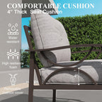 Set of 2 All-Weather Metal Armchairs, Khaki Frame