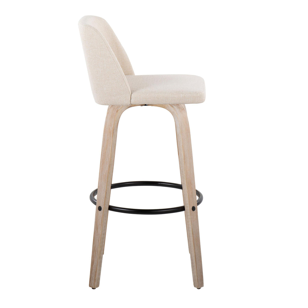 30" Mid-Century Modern Fixed Height Barstool with Swivel