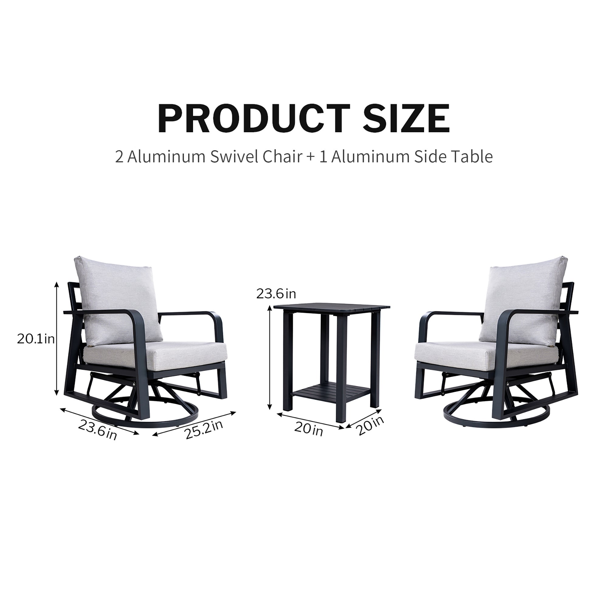 FR Two Swivel Chairs + One Side Table