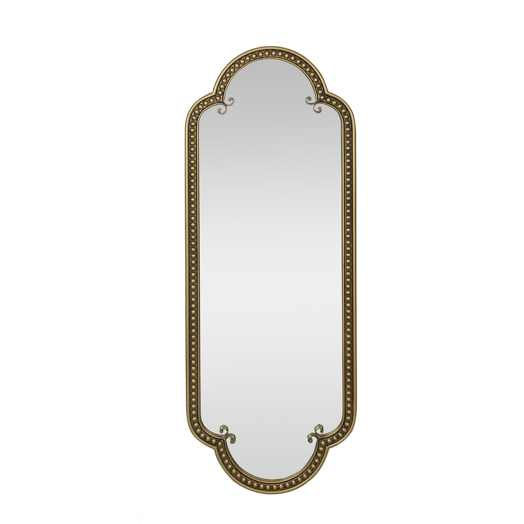 Scalloped Oval Wall Mirror, Vintage, Antique Gold, 19.68 x 53.14 Inches