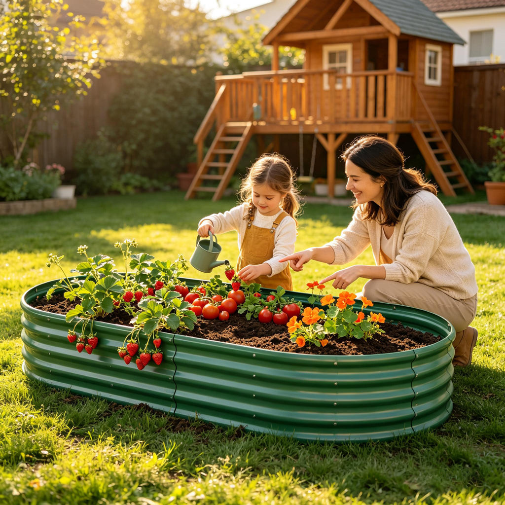 Galvanized Raised Garden Bed, 8x4x1 Foot, Heavy-Duty Metal Planter, Green