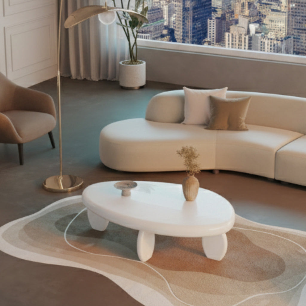 46" x 29" x 12" Modern Cobblestone Coffee Table - High Gloss