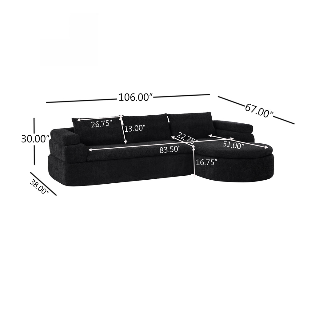 106" L-Shape Sectional Sofa - Black
