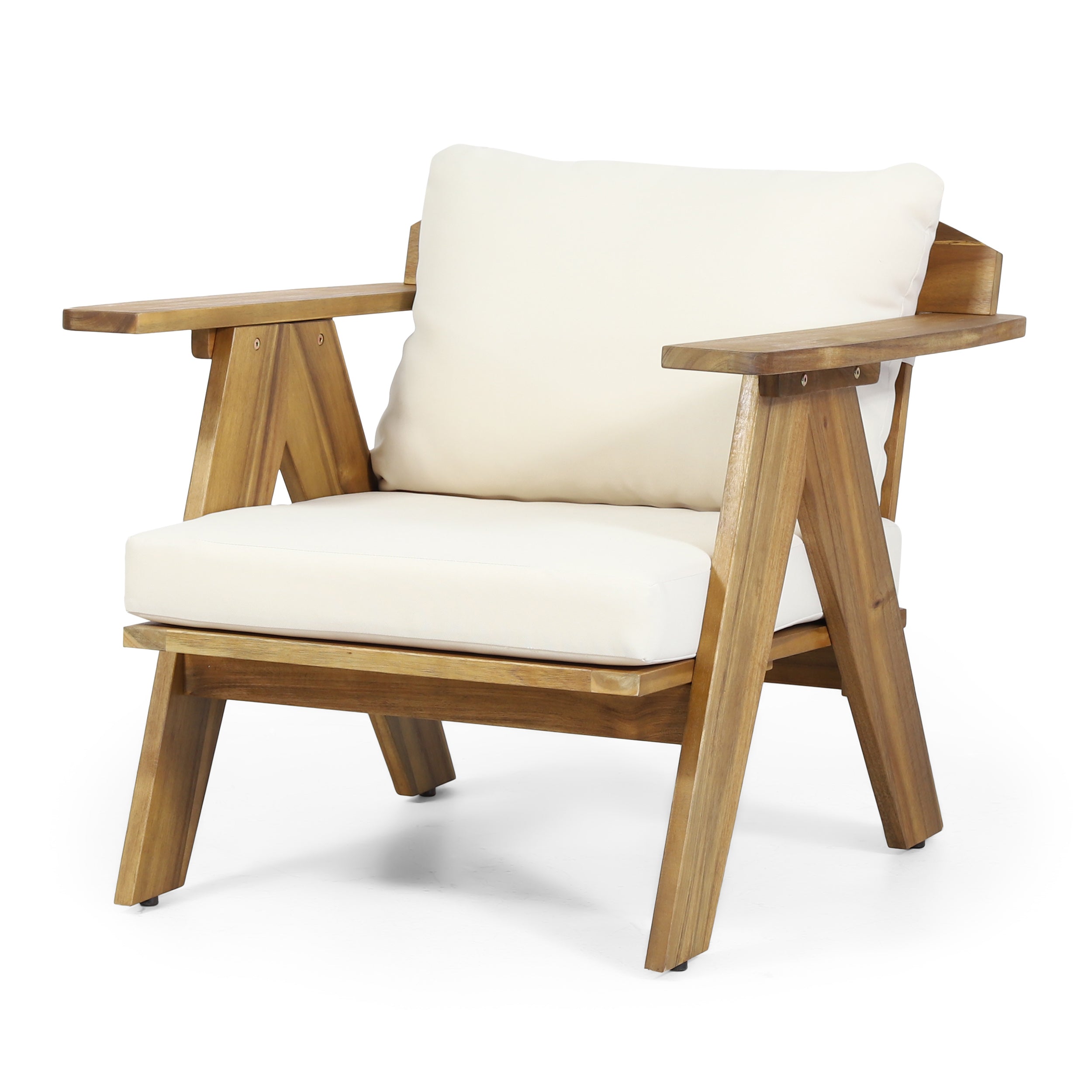 Outdoor Acacia Wood Club Chairs with Cushions (Set of 2)