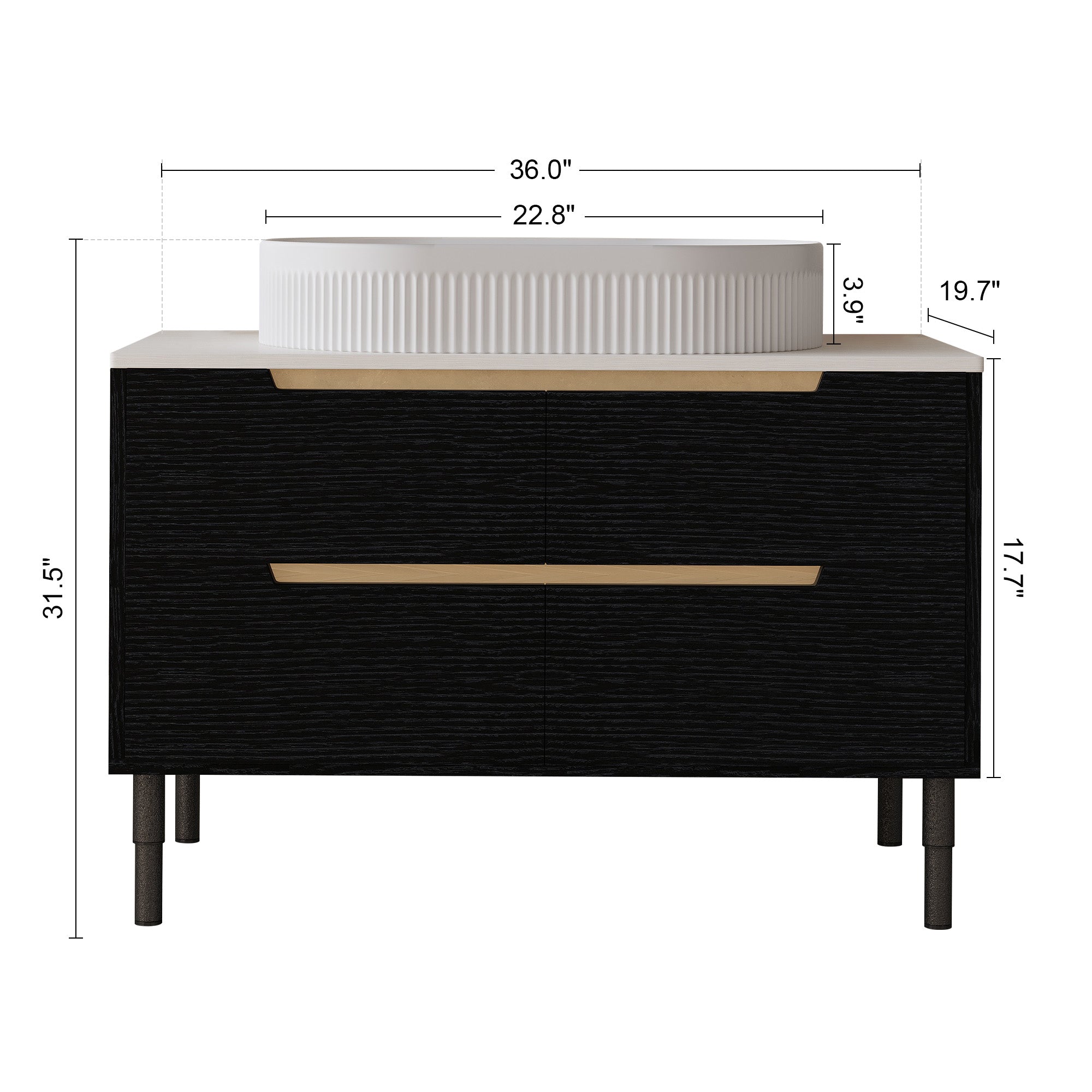 36 Inch Bathroom Vanity with Ceramic Integrated Sink