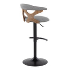 Contemporary Adjustable Barstool with Swivel in Whitewashed Wood