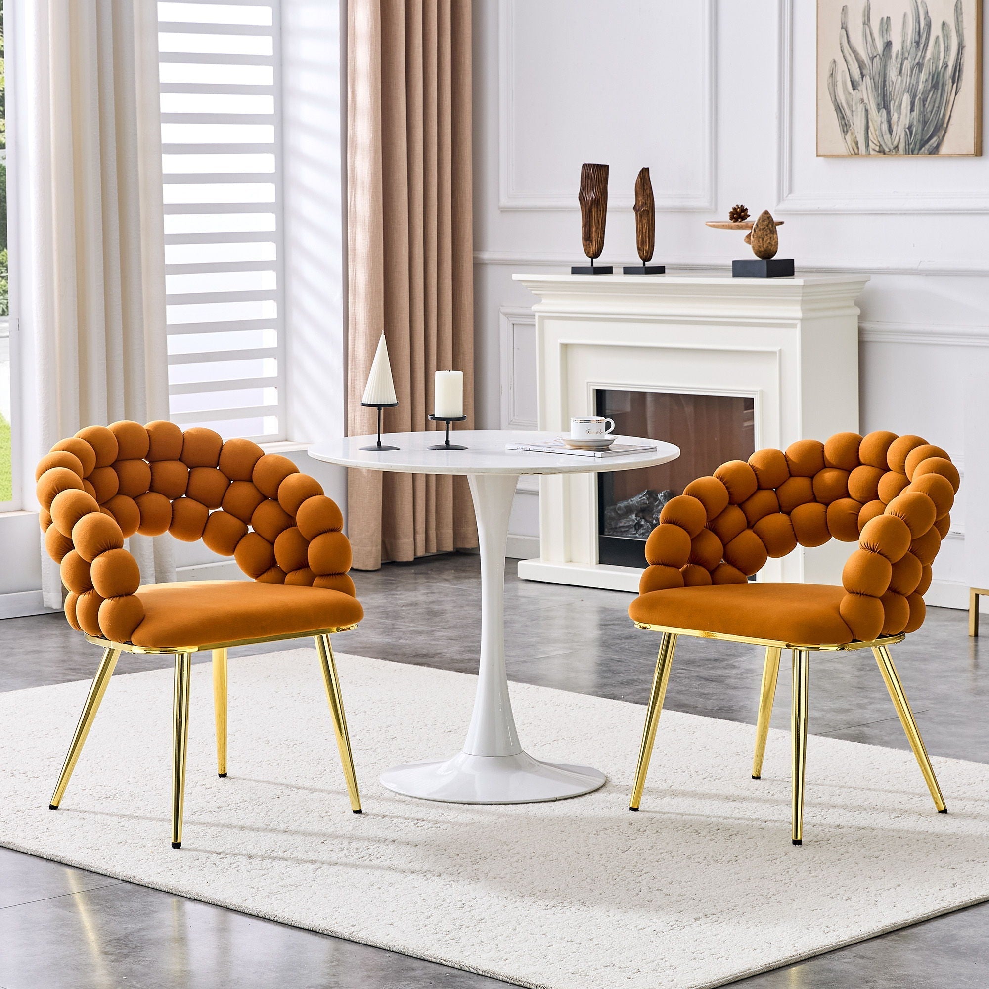 Puffy Bubble Ball Chain Chairs For Dining Room (Set of 2)