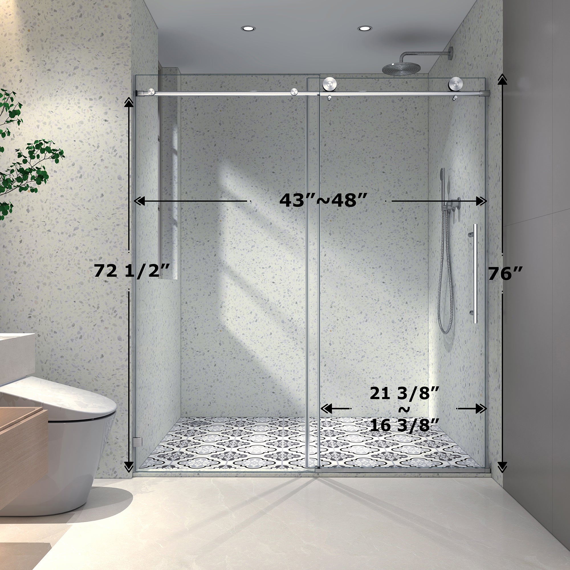 Brushed Nickel Frameless Shower Door