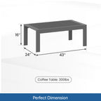 43" x 24" All-Weather Metal Outdoor Coffee Table