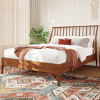 Solid Bamboo Wood Spindle Platform King Bed