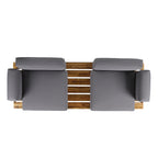 Outdoor Acacia Wood 2 Seater Sofa with Metal Legs