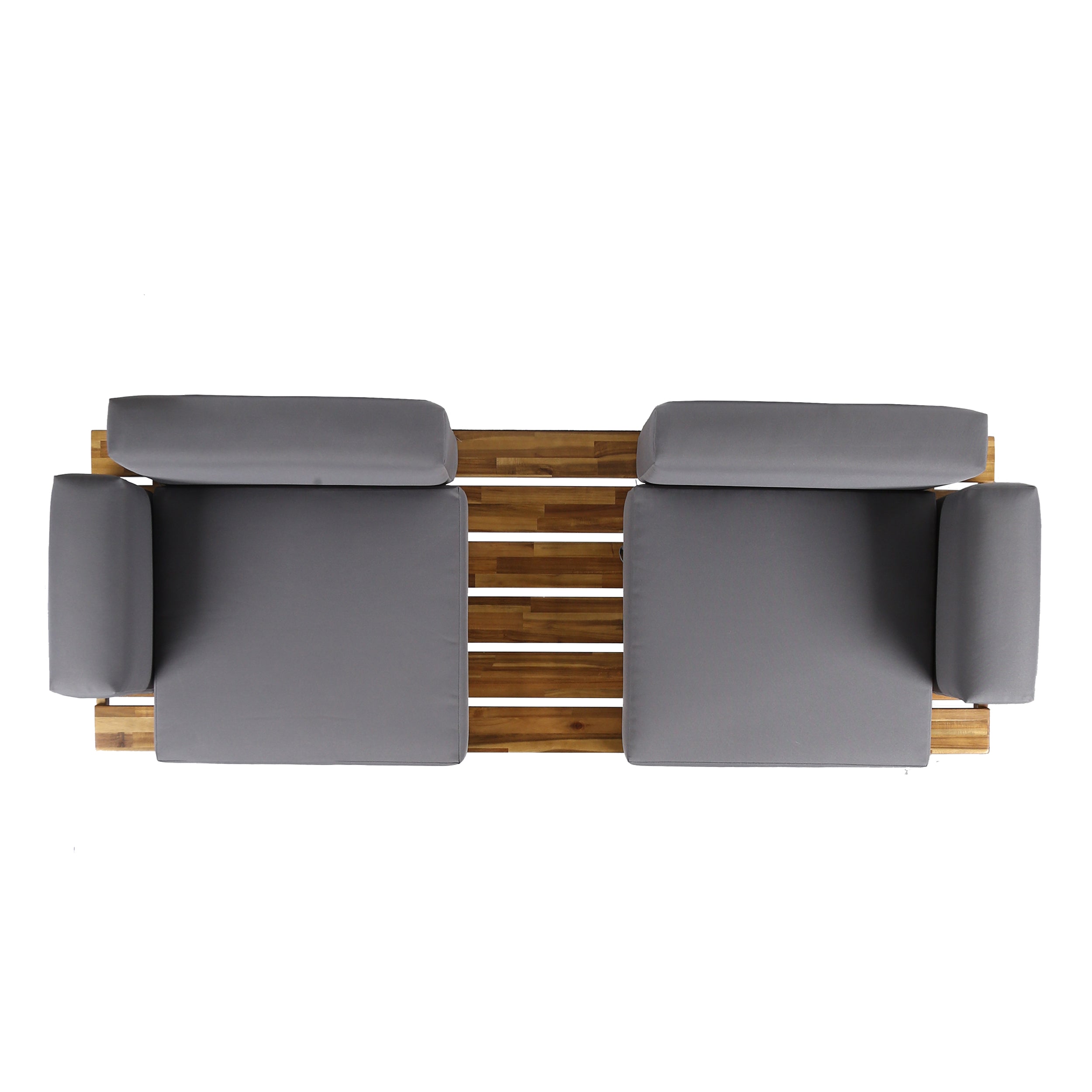 Outdoor Acacia Wood 2 Seater Sofa with Metal Legs