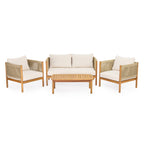 4-Piece Outdoor Sofa Set with Acacia Wood Frame in Teak Look