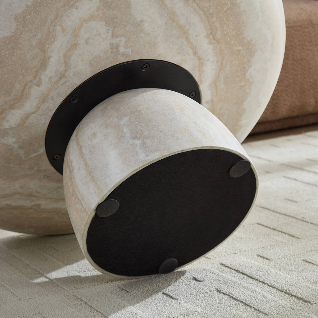 Mushroom Coffee Table, Round Fiberglass, 31.5-Inch, Beige